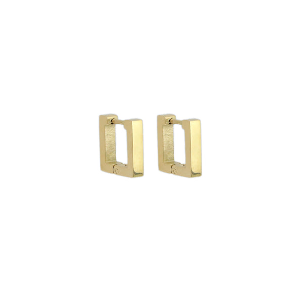 Gold Square Geometry Huggie Earrings, Sku#A256
