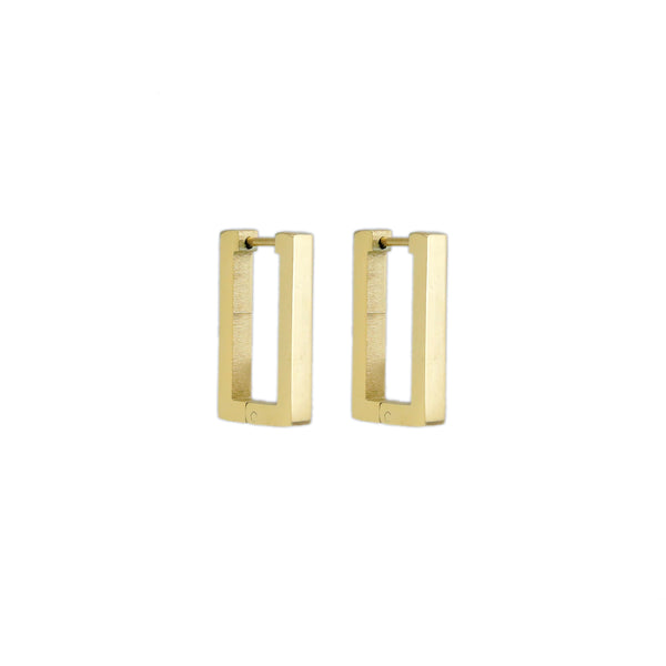 Gold Rectangle Geometry Huggie Earrings, Sku#A258