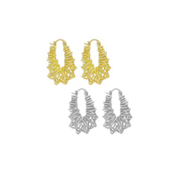 Gold Silver Twisted Oval Earrings, Sku#A261