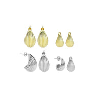 Silver Gold Shell Drop Earrings, Sku#A266