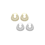 Gold Silver CZ Bag Shape Earrings, Sku#A269