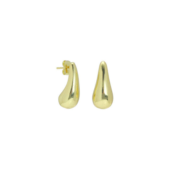 Gold Long Teardrop Shape Stud Earrings, Sku#A273