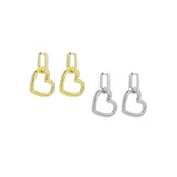 Gold Silver Dangle Heart Earrings, Sku#A276