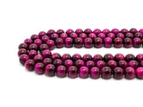 High Quality Natural Fuchsia Tiger Eye Round  Beads,4mm/6mm/8mm/10mm/12mm/14mm Round, Fuchsia Tiger Eye, 15.5'' Full strand, SKU#U65