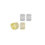 Tiny CZ Thick Band Hoop Earrings, Sku#A294