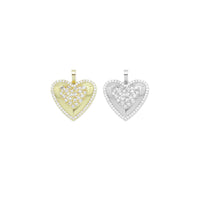 CZ Silver Gold Heart Shape Charm Pendant, Sku#A301