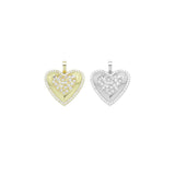 CZ Silver Gold Heart Shape Charm Pendant, Sku#A301