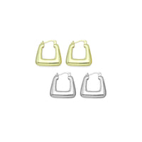 Plain Gold Silver Square Dangle Hoop Earrings, Sku#A307