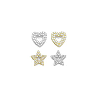 Clear CZ Gold Heart Five Point Star Spacer Baeds Pendant, Sku#A312