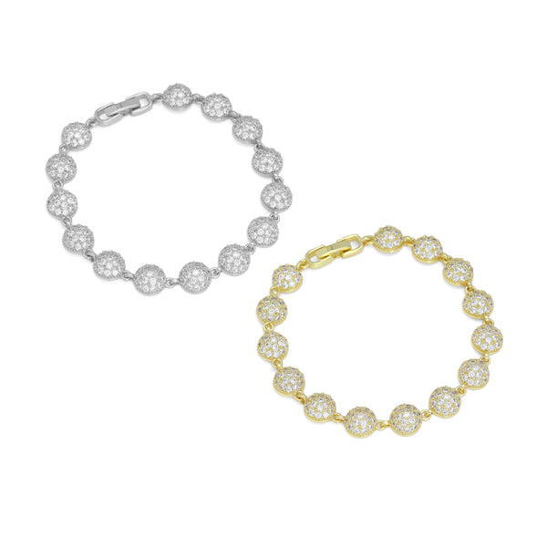 Gold Silver Half Ball Link Adjustable Bracelet, Sku#A330