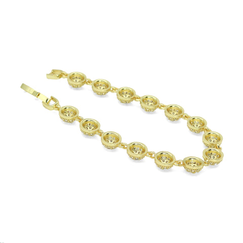 Gold Silver Half Ball Link Adjustable Bracelet, Sku#A330