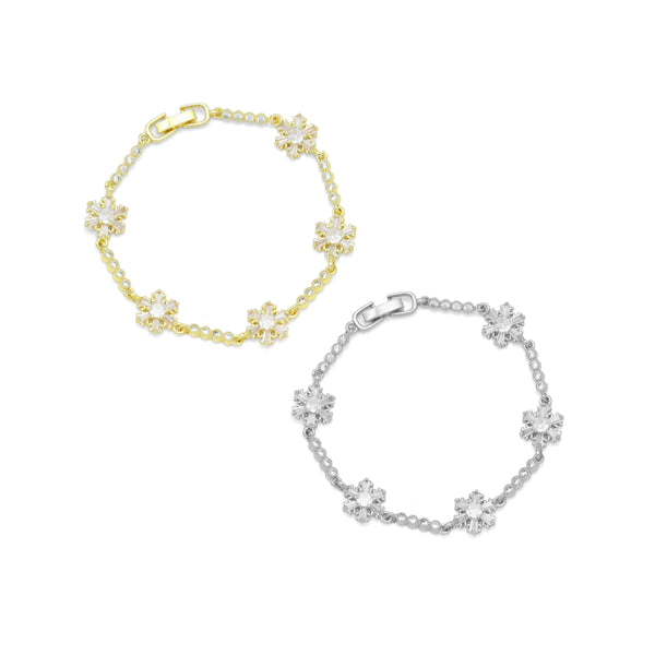 Clear CZ Flower Link Bracelet, Sku#A345