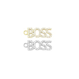 Gold Silver CZ Boss Word Charm Pendant, Sku#A359