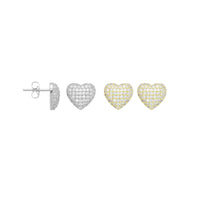 Clear CZ Heart Stud Earrings, Sku#A374