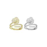 Clear CZ Rose Flower Wrap Adjustable Ring, Sku#A390