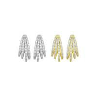 Clear CZ Four Lines Claw Stud Earrings, Sku#A413