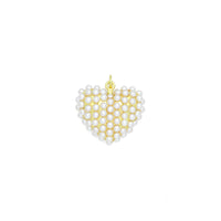 White Pearl Gold Heart Shape Charm Pendant, Sku#A456