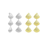 Gold Silver String of Shell Dangle Earrings, Sku#A468