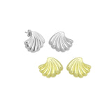 Gold Silver Shell Shape Stud Earrings, Sku#A470