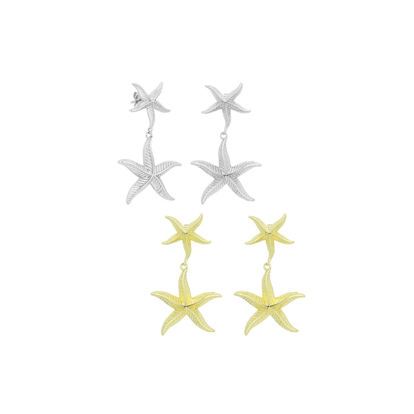 Gold Silver StarFish Earrings, Sku#A472