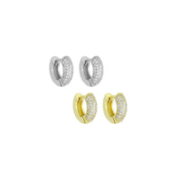 Gold Silver CZ Donut Hoop Earrings, Sku#A473