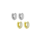 Gold Silver CZ Donut Hoop Earrings, Sku#A473