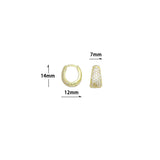 Gold Silver CZ Oval Shape Hoop Earrings, Sku#A474