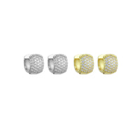 Clear CZ Silver Gold Thick Huggie Hoop Earrings, Sku#A479