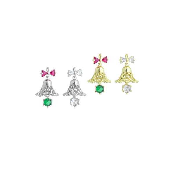 CZ Gold Silver Christmas Bell Charm Pendant,Sku#A481