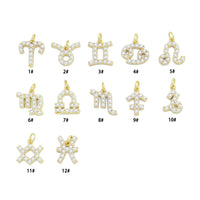 Gold White Pearl Zotiac Symbol Charm Pendant,Sku#A482