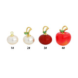 White Pearl Red Apple Charm Pendant,Sku#A489
