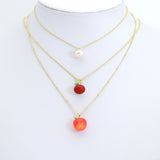 White Pearl Red Apple Charm Pendant,Sku#A489
