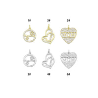 Clear CZ Gold Silver Round Heart Mother Day Charm Pendant,Sku#A498