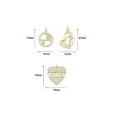 Clear CZ Gold Silver Round Heart Mother Day Charm Pendant,Sku#A498