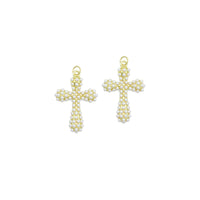 White Pearl Cross Mushroom charm, Sku#A500