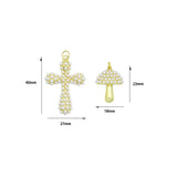 White Pearl Cross Mushroom charm, Sku#A500