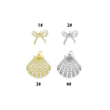Gold Silver Pearl Shell Bow Pendant charm, Sku#A502
