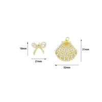 Gold Silver Pearl Shell Bow Pendant charm, Sku#A502