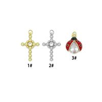Gold Silver Ball Cross Ladybird Ladybug Pendant charm, Sku#A505
