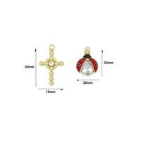 Gold Silver Ball Cross Ladybird Ladybug Pendant charm, Sku#A505