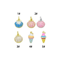 Colorful Enamel Shell Icecream Pendant charm, Sku#A509