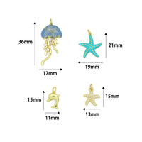 Enamel Jellyfish Blue starfish, Pearl starfish, Dolphin Pendant charm, Sku#A510