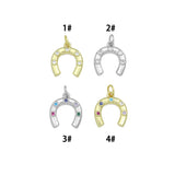 Colorful CZ Gold Silver U horseshoe Shape Pendant charm, Sku#A512