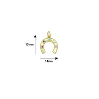 Colorful CZ Gold Silver U horseshoe Shape Pendant charm, Sku#A512