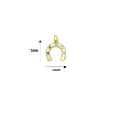 Colorful CZ Gold Silver U horseshoe Shape Pendant charm, Sku#A512