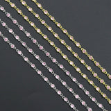 High Quality 1 Foot/Yard-Pink CZ Beaded Chain-4mm Cubic Zironia Bezel Chain, sku#A516