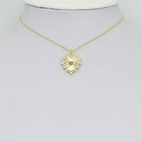 Gold Silver Radiant Heart Charm Pendant, Sku#A518
