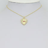 Gold Silver Radiant Heart Charm Pendant, Sku#A518