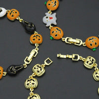 Gold Silver Halloween Ghost Pumpkin Charm Chain Bracelet,  Sku#A520