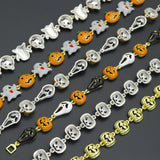 Gold Silver Halloween Ghost Pumpkin Charm Chain Bracelet,  Sku#A520